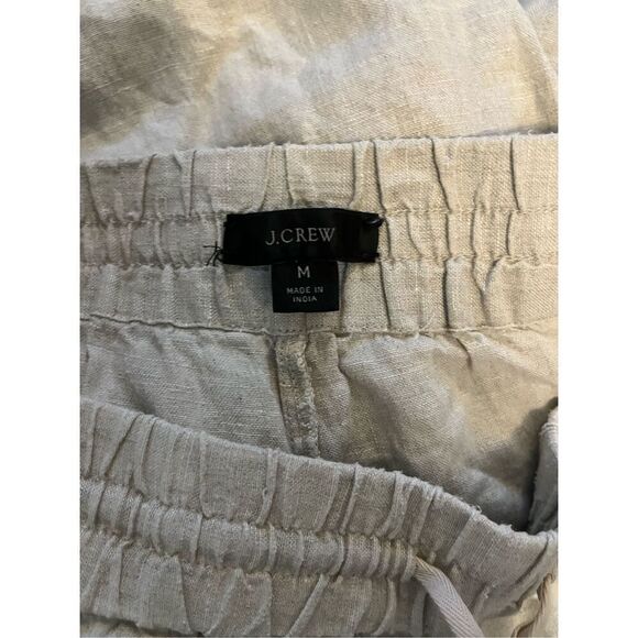 J. Crew Wide Leg Linen Drawstring Waist Pocket Front Pants Women’s Medium - Picture 2 of 5